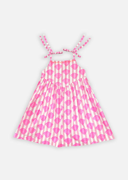 Girls Stripes and Strap Dress Shell